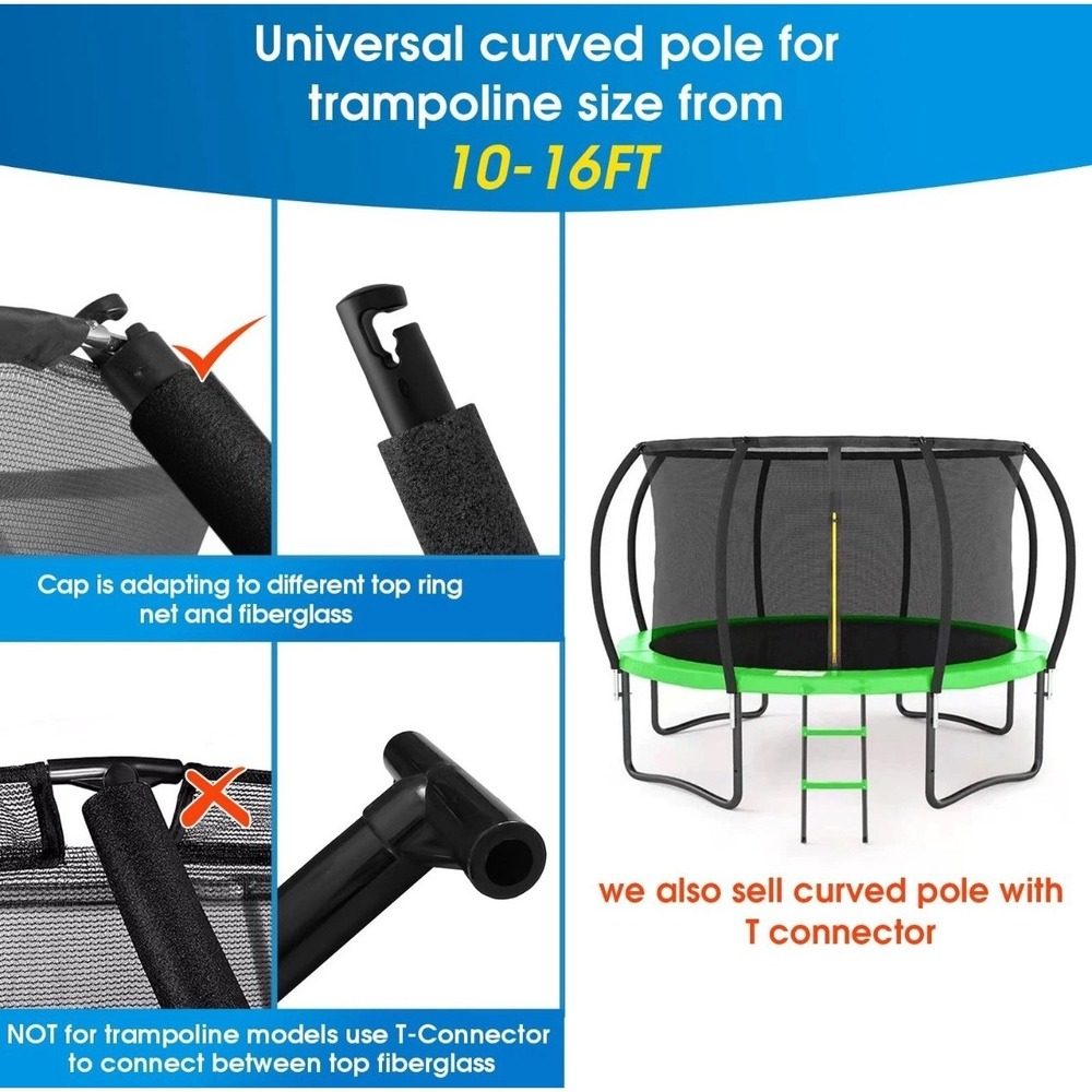 Universal Trampoline Replacement Curved Net Pole, Curved Pole Kit for 10-16ft... - Picture 3 of 7